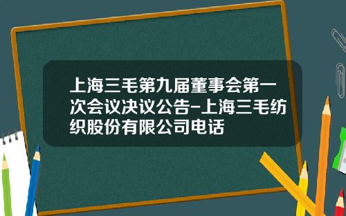 上海三毛第九届董事会第一次会议决议公告-上海三毛纺织股份有限公司电话