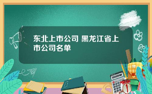 东北上市公司 黑龙江省上市公司名单