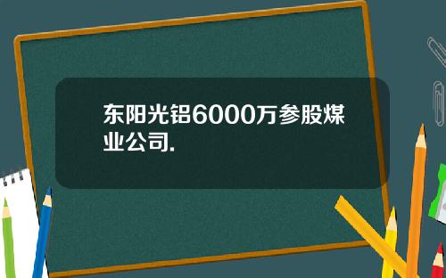 东阳光铝6000万参股煤业公司.