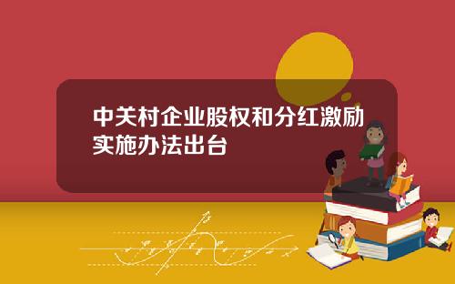 中关村企业股权和分红激励实施办法出台