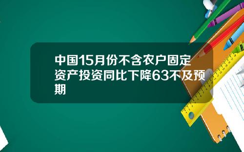 中国15月份不含农户固定资产投资同比下降63不及预期