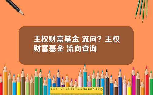 主权财富基金 流向？主权财富基金 流向查询