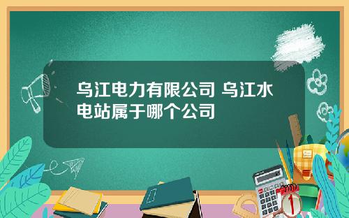 乌江电力有限公司 乌江水电站属于哪个公司