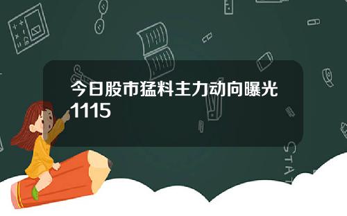 今日股市猛料主力动向曝光1115