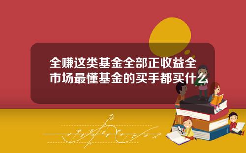 全赚这类基金全部正收益全市场最懂基金的买手都买什么