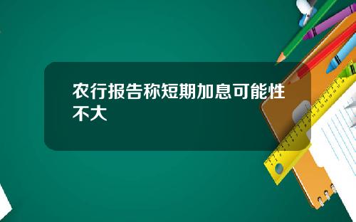 农行报告称短期加息可能性不大