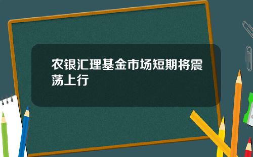 农银汇理基金市场短期将震荡上行