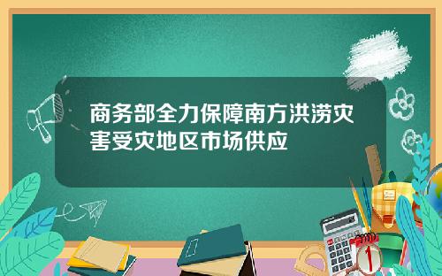 商务部全力保障南方洪涝灾害受灾地区市场供应