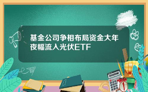 基金公司争相布局资金大年夜幅流入光伏ETF