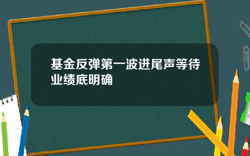 基金反弹第一波进尾声等待业绩底明确