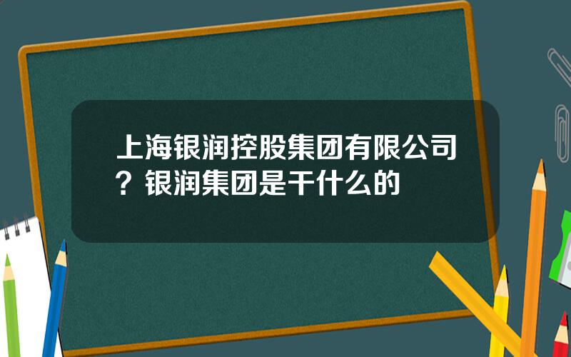 上海银润控股集团有限公司？银润集团是干什么的