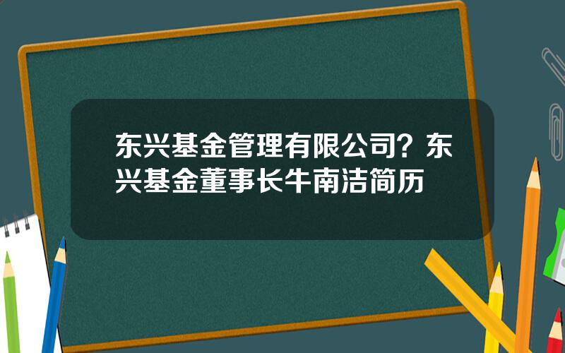 东兴基金管理有限公司？东兴基金董事长牛南洁简历