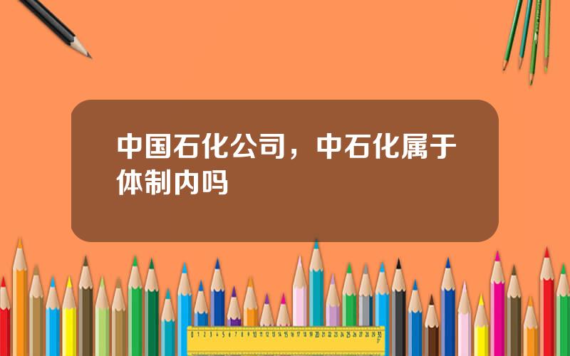 中国石化公司，中石化属于体制内吗