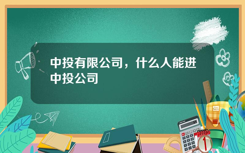 中投有限公司，什么人能进中投公司