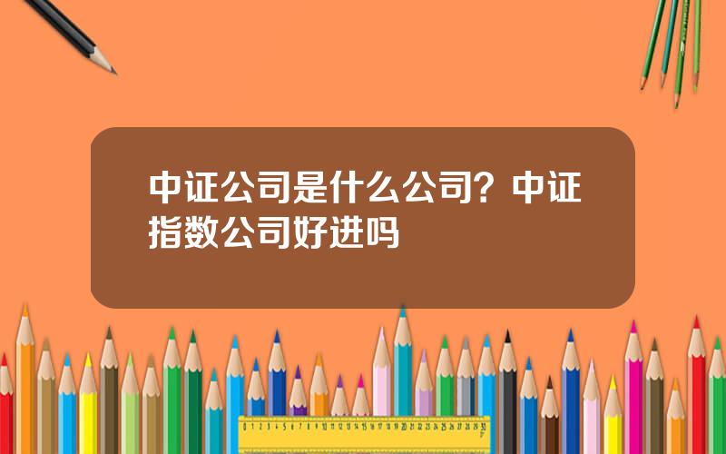 中证公司是什么公司？中证指数公司好进吗