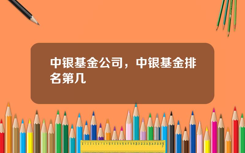 中银基金公司，中银基金排名第几