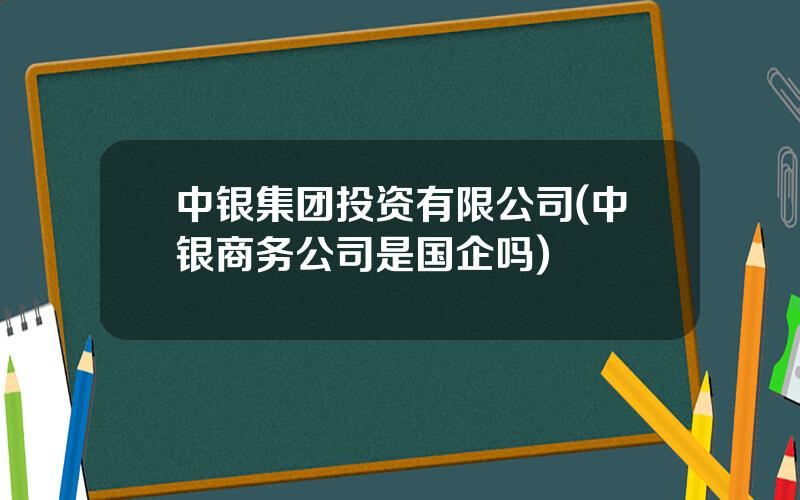 中银集团投资有限公司(中银商务公司是国企吗)