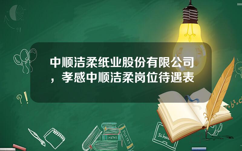 中顺洁柔纸业股份有限公司，孝感中顺洁柔岗位待遇表