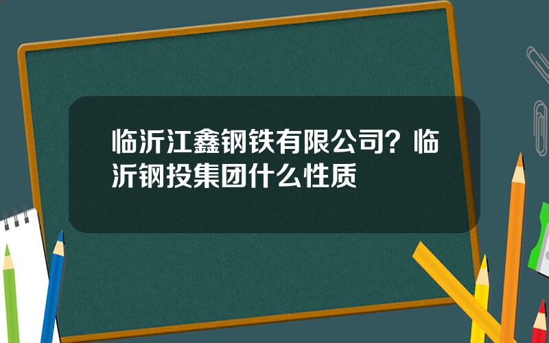 临沂江鑫钢铁有限公司？临沂钢投集团什么性质