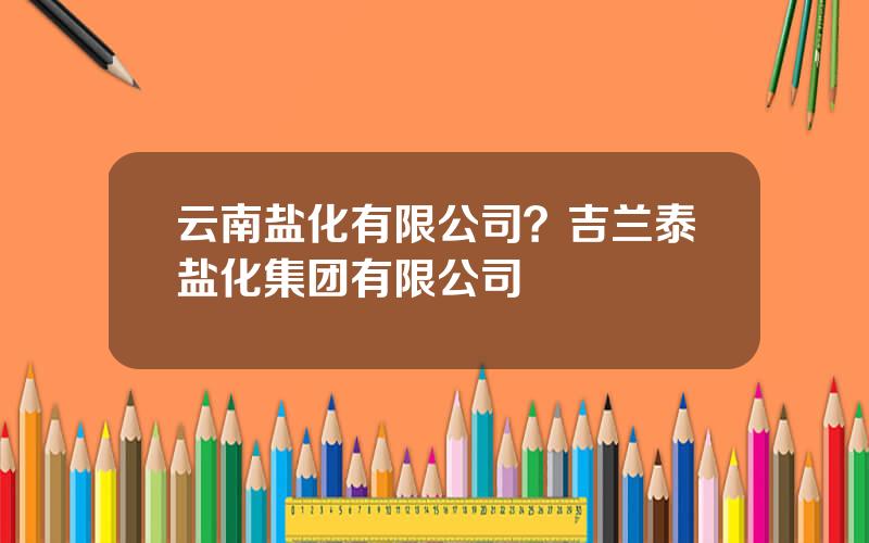 云南盐化有限公司？吉兰泰盐化集团有限公司