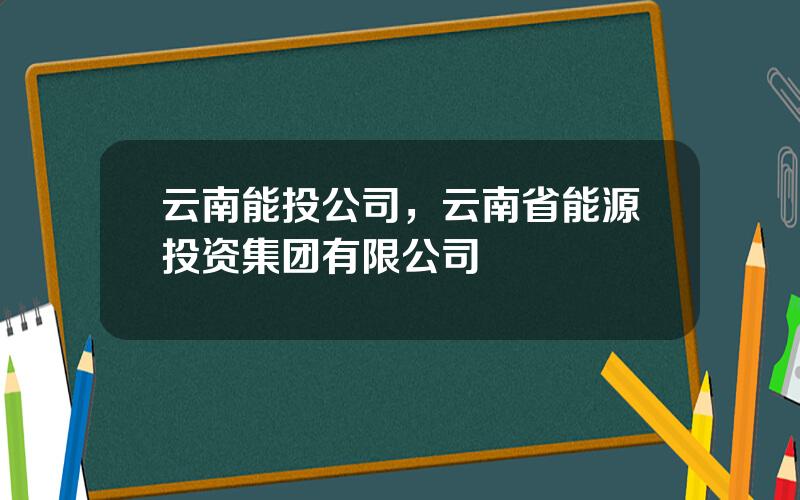 云南能投公司，云南省能源投资集团有限公司