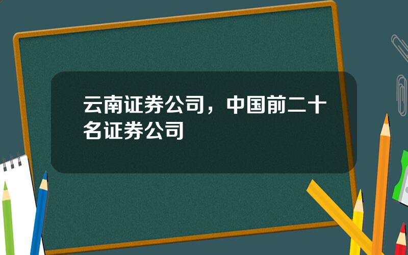 云南证券公司，中国前二十名证券公司