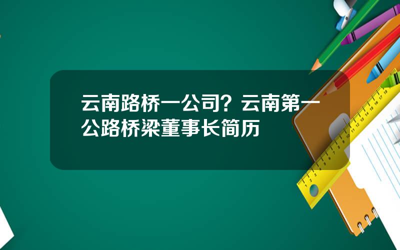 云南路桥一公司？云南第一公路桥梁董事长简历