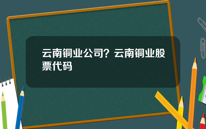 云南铜业公司？云南铜业股票代码