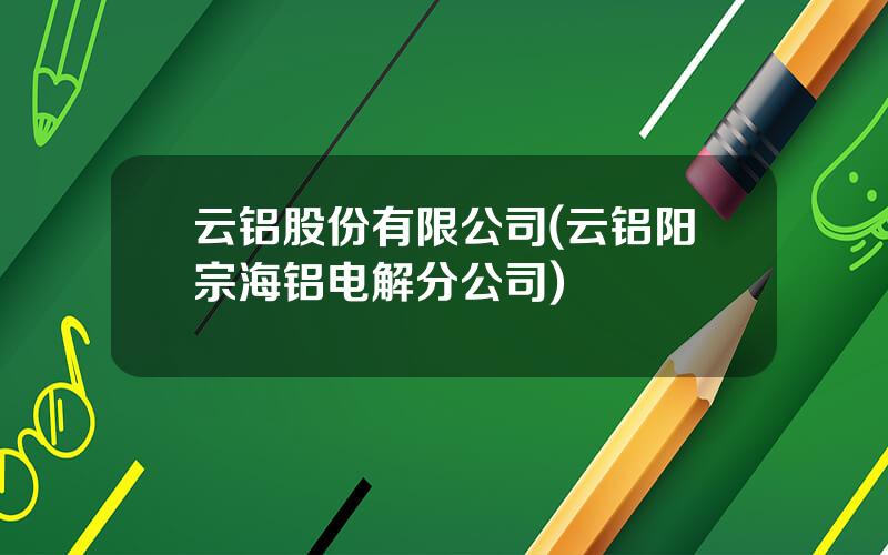 云铝股份有限公司(云铝阳宗海铝电解分公司)