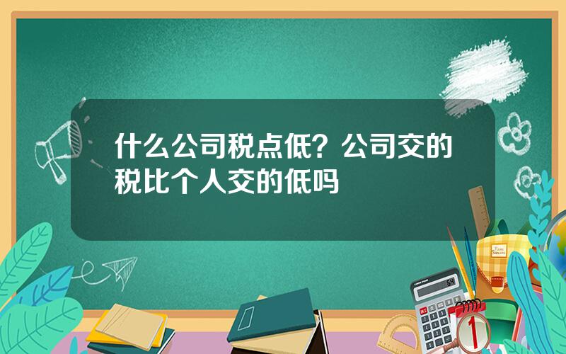 什么公司税点低？公司交的税比个人交的低吗