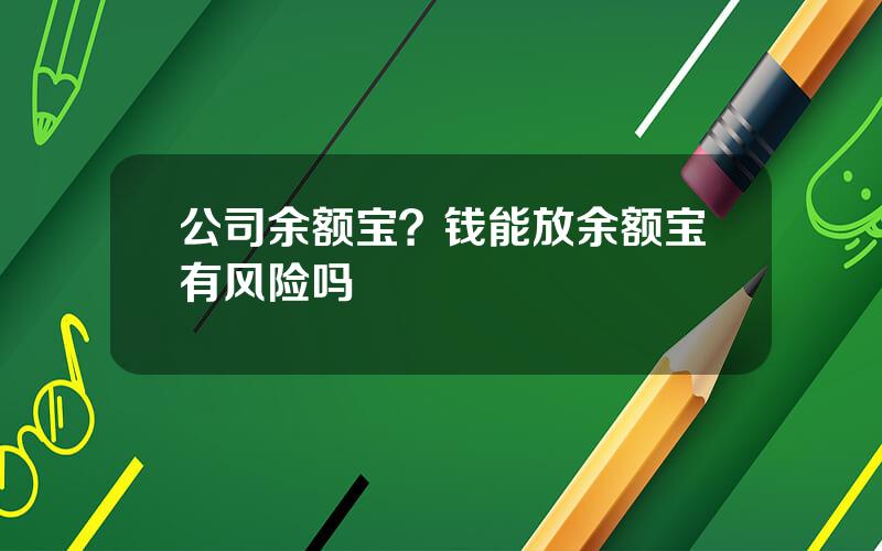 公司余额宝？钱能放余额宝有风险吗