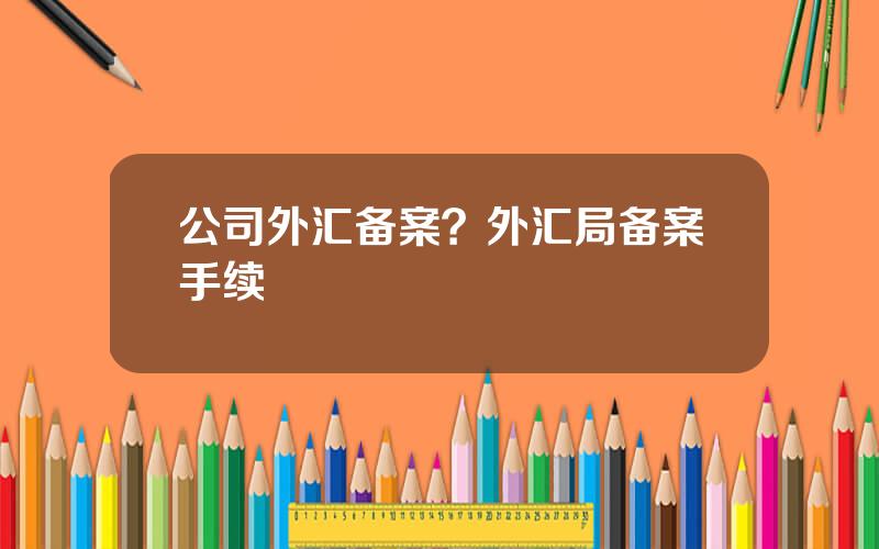 公司外汇备案？外汇局备案手续