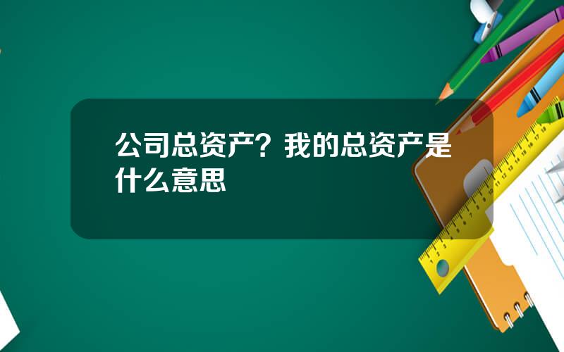 公司总资产？我的总资产是什么意思