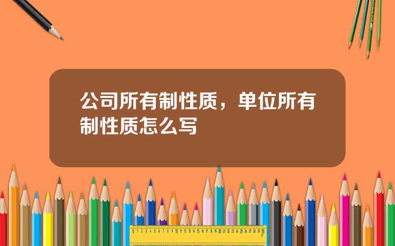 公司所有制性质，单位所有制性质怎么写