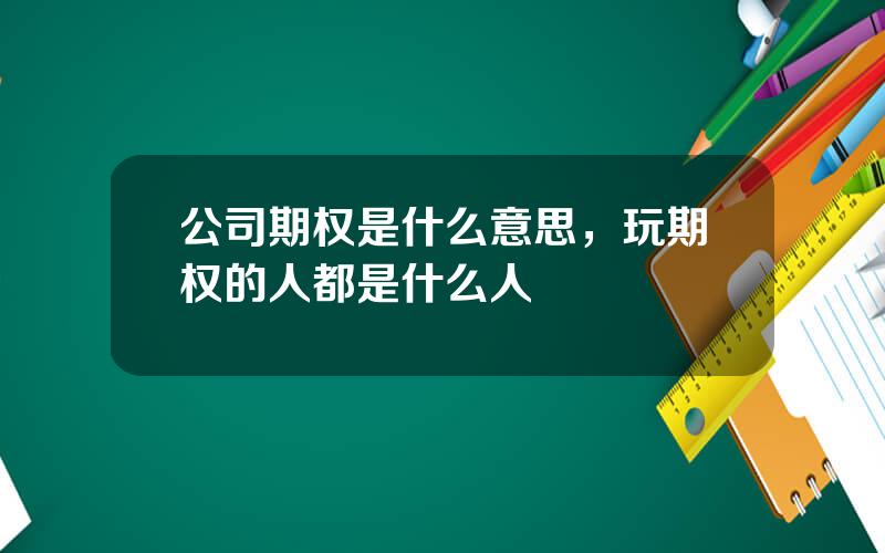 公司期权是什么意思，玩期权的人都是什么人