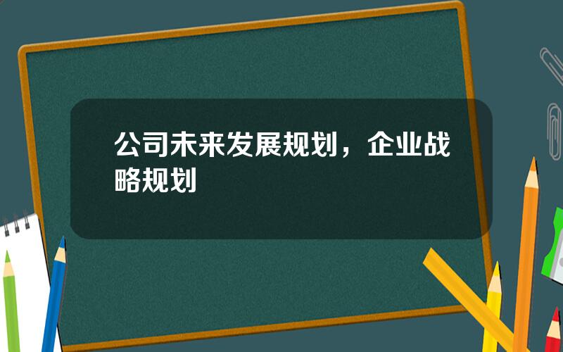 公司未来发展规划，企业战略规划