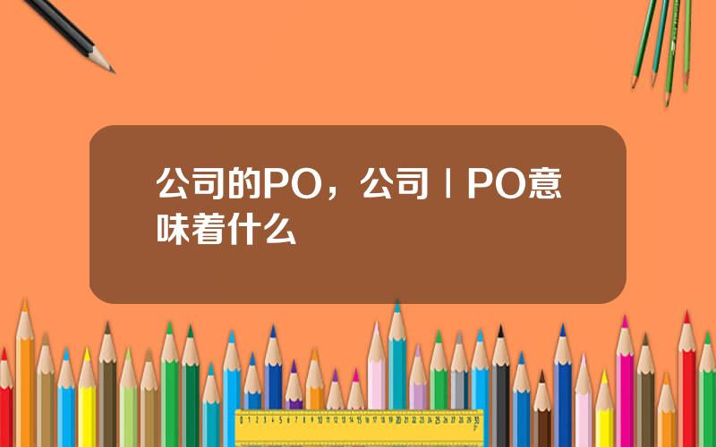 公司的PO，公司ⅠPO意味着什么