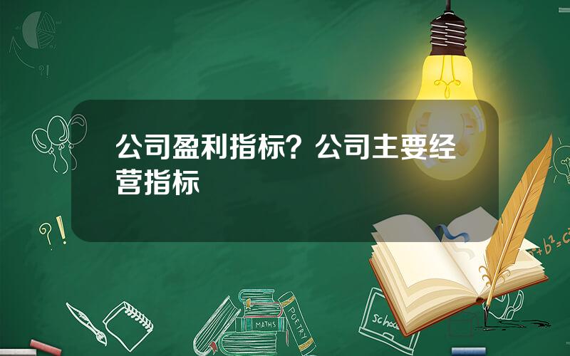 公司盈利指标？公司主要经营指标