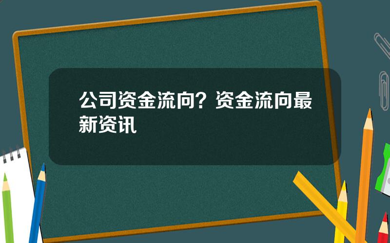 公司资金流向？资金流向最新资讯