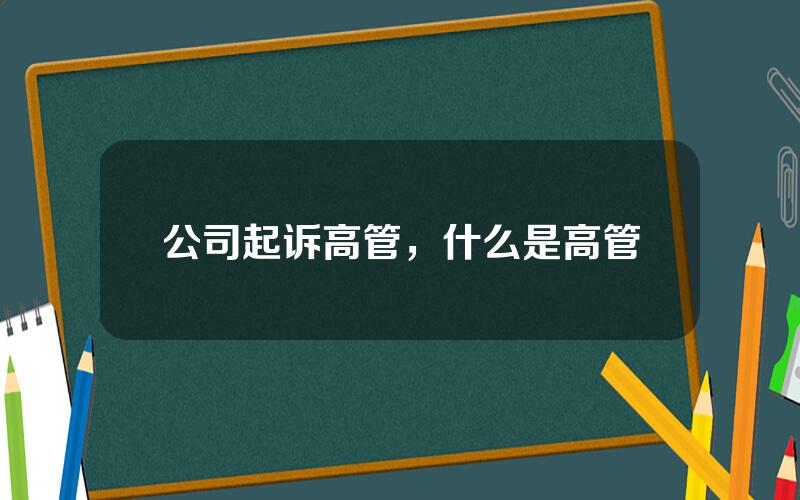 公司起诉高管，什么是高管