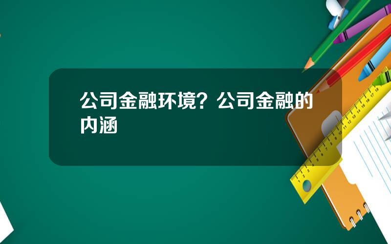 公司金融环境？公司金融的内涵