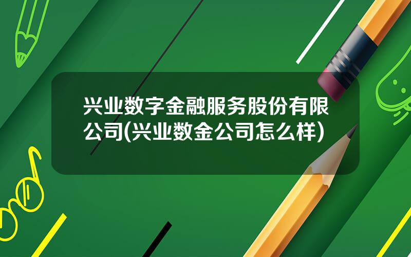 兴业数字金融服务股份有限公司(兴业数金公司怎么样)