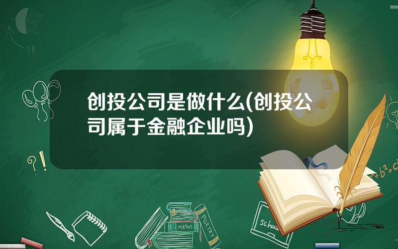 创投公司是做什么(创投公司属于金融企业吗)