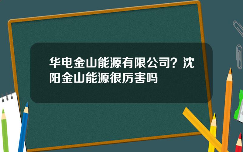 华电金山能源有限公司？沈阳金山能源很厉害吗