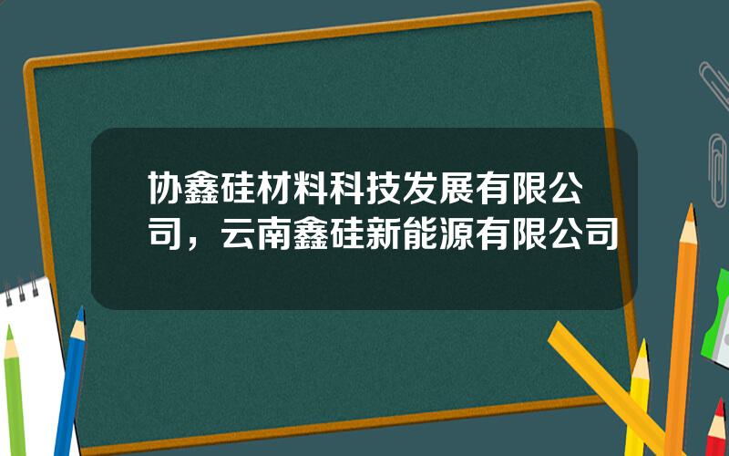 协鑫硅材料科技发展有限公司，云南鑫硅新能源有限公司