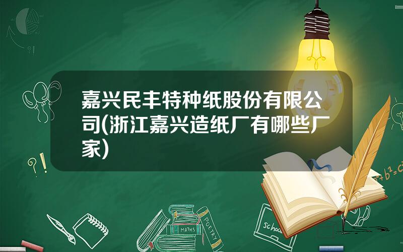 嘉兴民丰特种纸股份有限公司(浙江嘉兴造纸厂有哪些厂家)