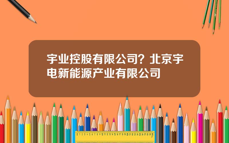 宇业控股有限公司？北京宇电新能源产业有限公司