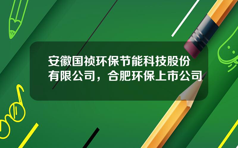 安徽国祯环保节能科技股份有限公司，合肥环保上市公司