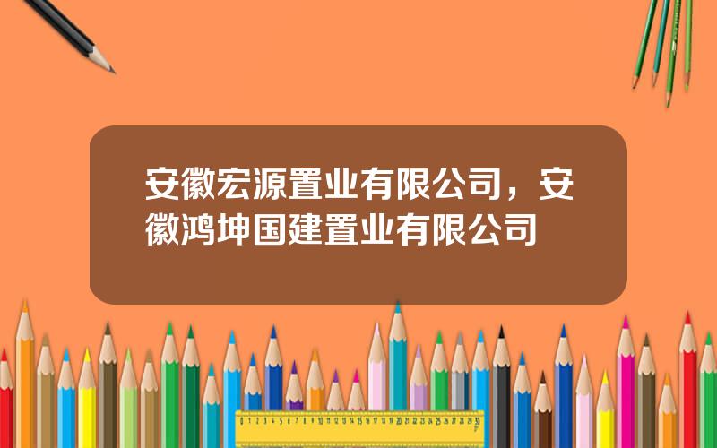 安徽宏源置业有限公司，安徽鸿坤国建置业有限公司