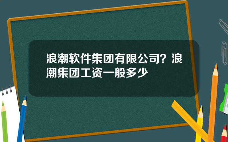 浪潮软件集团有限公司？浪潮集团工资一般多少